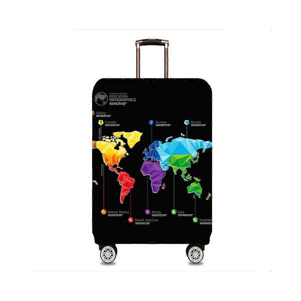 (As show, One size) Travel Luggage Cover Elastic Suitcase Trolley Protector Cover for 22-28 Inch Luggage ( Send one Luggage tag Free) (L, Map-Plane)