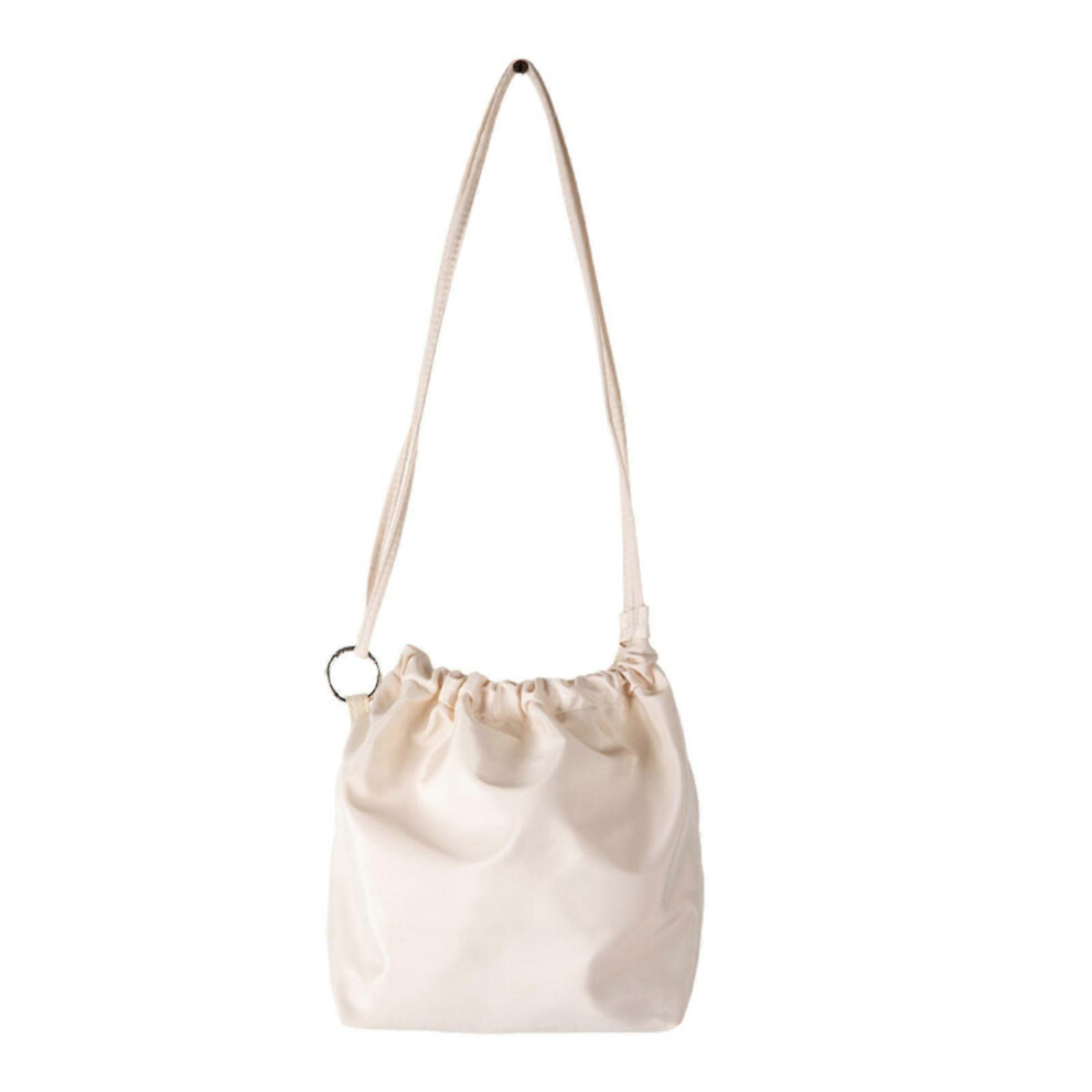 (Beige, One Size) Women Shoulder Bag Pleated Bucket Bag Solid Color Crossbody Bag Korean Styles Messenger Bag Shopping Bag For Daily Beige 3081097230799
