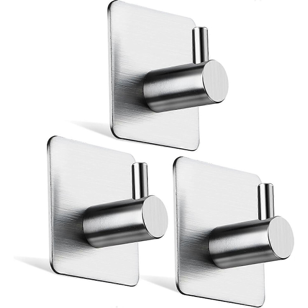 (As show, One size) Towel holder without drilling hook towel hook coat hook self-adhesive adhesive hook wall hook stainless steel for bathroom kitchen, 3 pieces