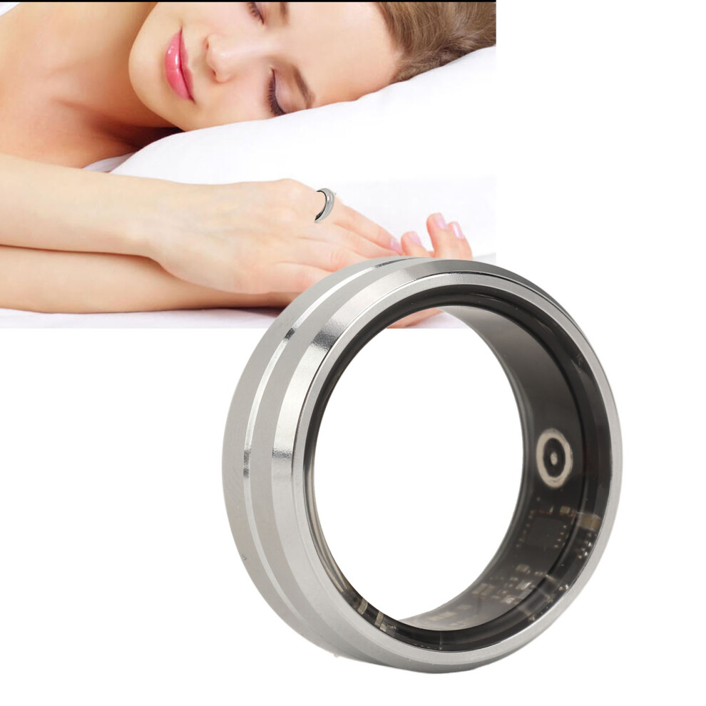 Smart Ring Silver IP68 Waterproof Pedometer Sleep Fitness Monitoring Remote Control Photo Taking Smart Health Tracker Ring No. 12