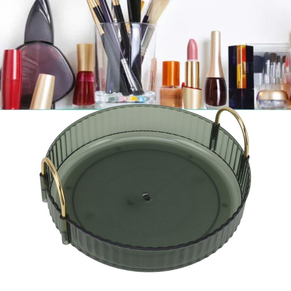Round Storage Tray 360 Degree Rotating Waterproof Clear Desktop Organizer Display Tray with Dual Handles for Bedroom Bathroom Green-image-OPC-PHQSHYX-NEW