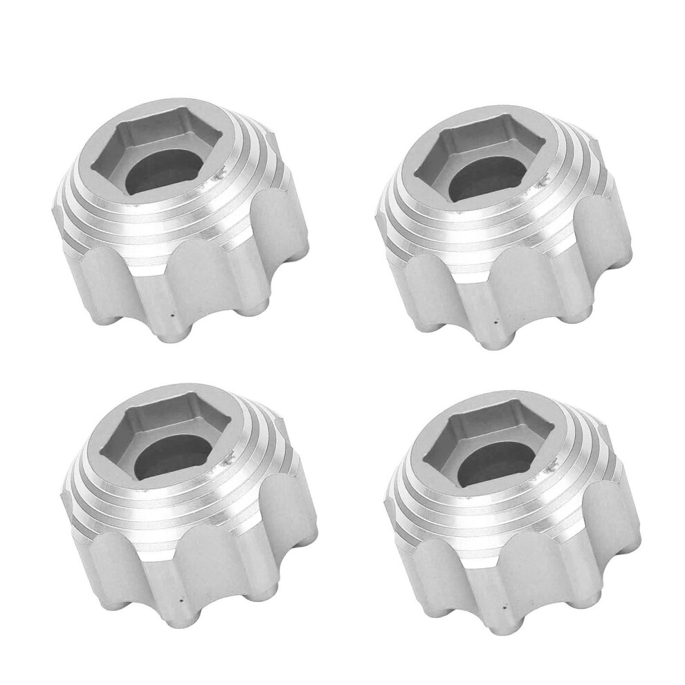 4Pcs 8X32 To 17Mm Hex Adapters For 8X32 3.8In Wheels Electric Car Truck Option Parts Aluminum Alloy Silver