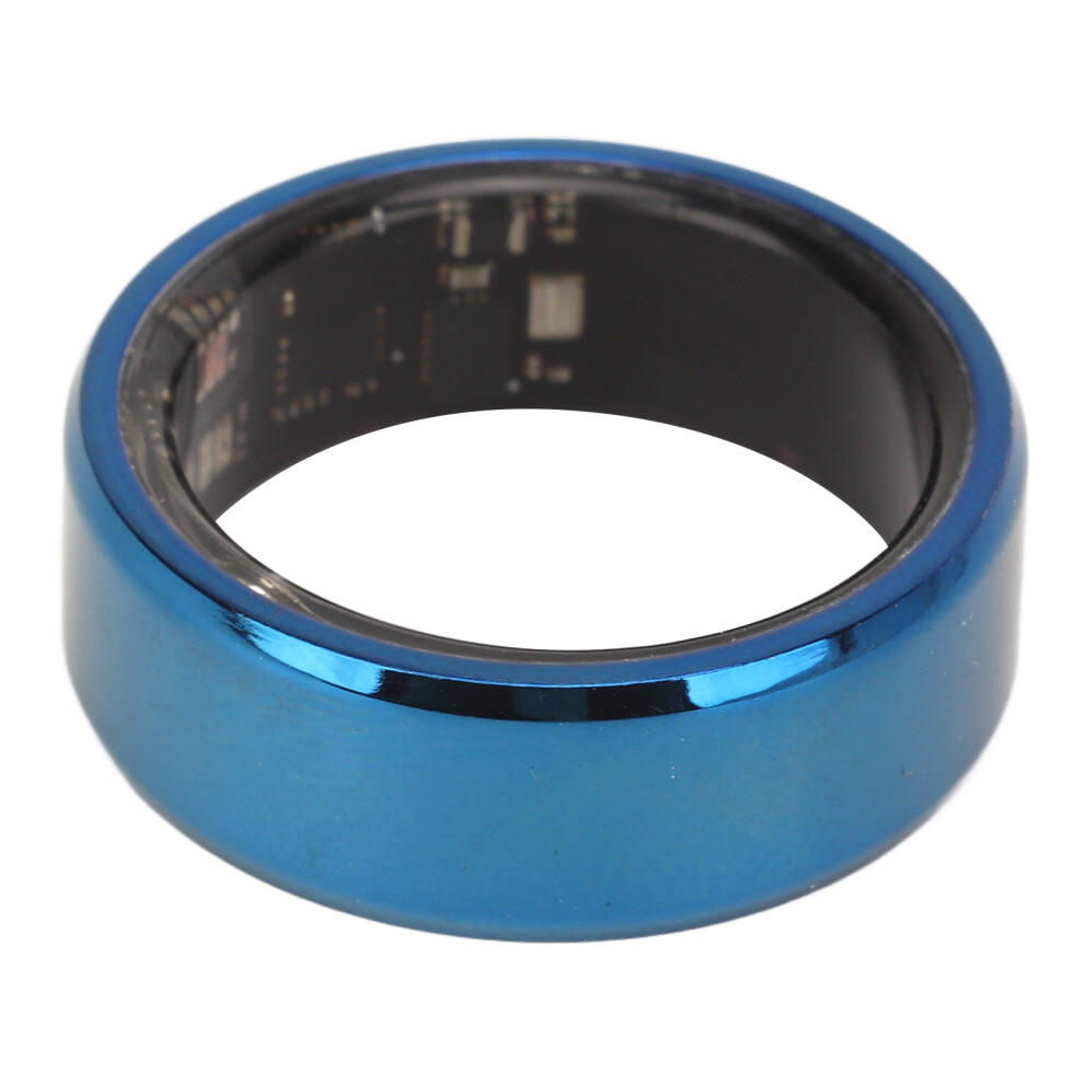 Smart Ring Health Tracker Ceramic Stainless Steel Sleep Monitoring Camera Control IP68 Waterproof Smart Ring with APP for Men Women Blue Ty