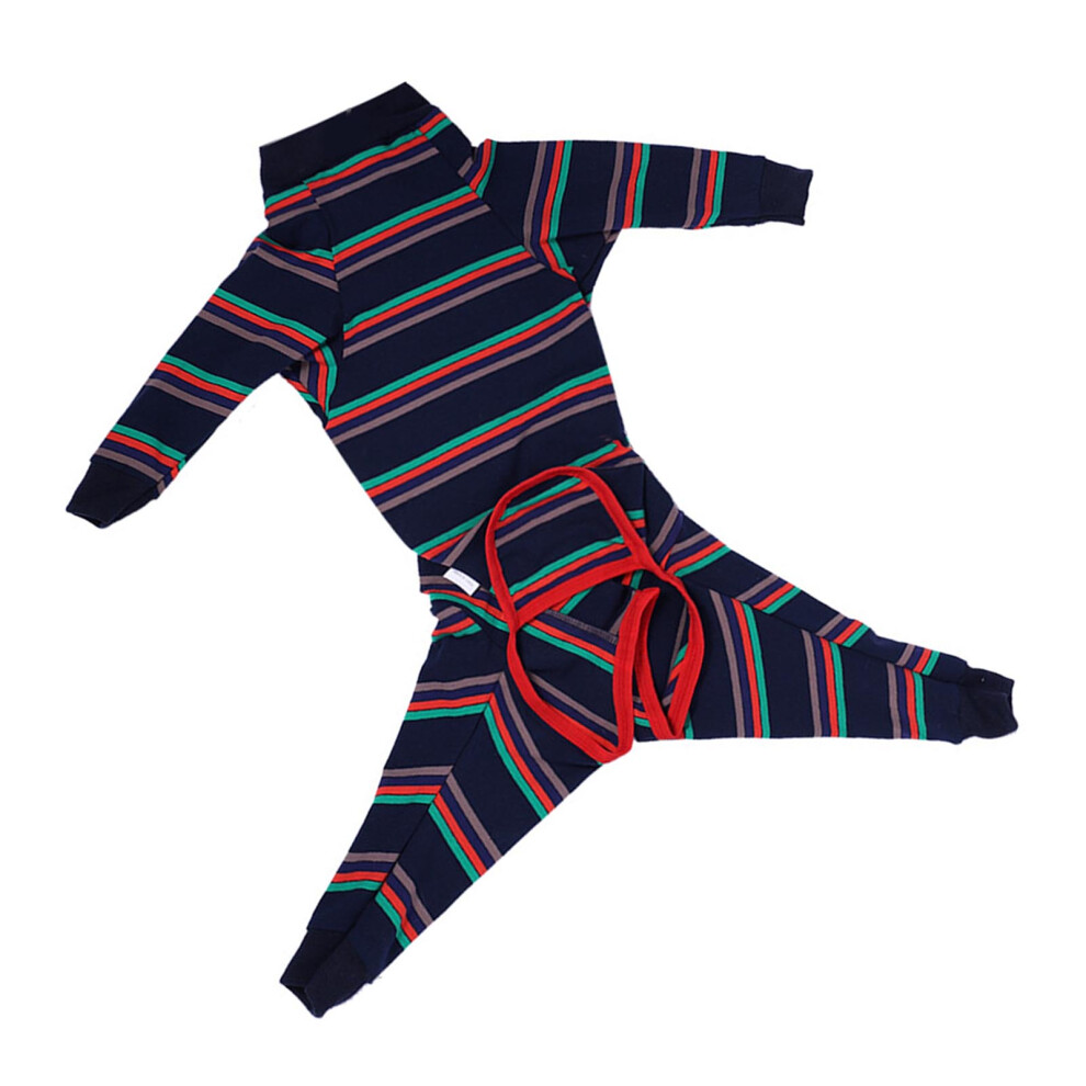 Dog Recovery Suit Autumn Fully Wrapped Prevents Licking Stretchy Breathable Pet Surgical Recovery Suit for Indoor Outdoor Dark Blue Color S