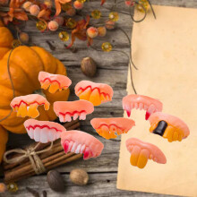 10PCS Dentures Toy Funny Realistic Plastic Teeth Decoration Props for Cosplay Costume Party Shows