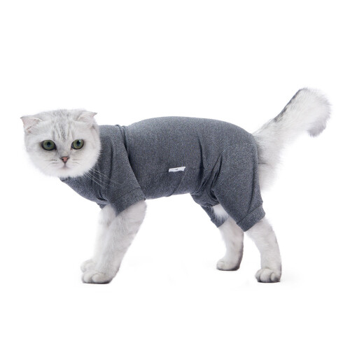 Katzen-Recovery-Anzug 4-beinig M Blumenmuster Grau Polyester 1