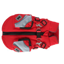 Hund Winterjacke Reißverschluss-Typ Rot XL Geschirrriemen