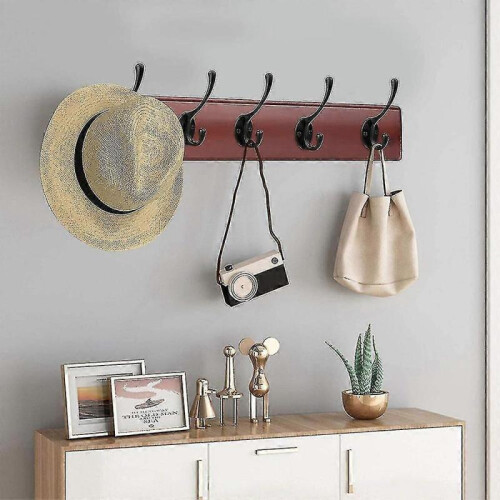 (Black) 10 Pack Rustic Coat Hooks Wall Mounted Heavy Duty Double Hooks Retro) 2