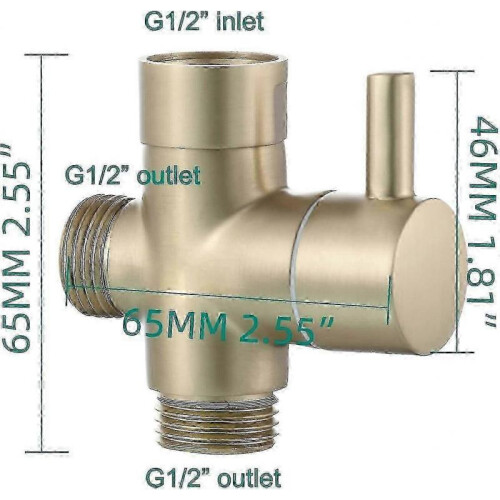 G1/2" 2-Way Brass Shower Diverter for Handheld Head and Fixed Head, Brushed) 1