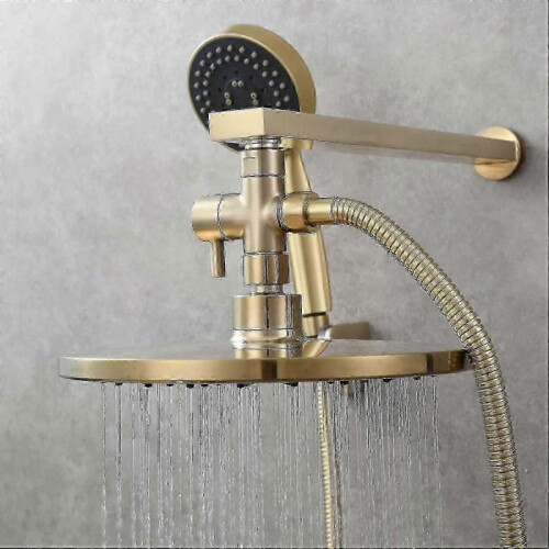 G1/2" 2-Way Brass Shower Diverter for Handheld Head and Fixed Head, Brushed) 2
