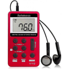 V112 Portable Mini Radio, Rechargeable AM FM Radio, Station Storage, Sleep Timer, 3.5mm Headphone Ja