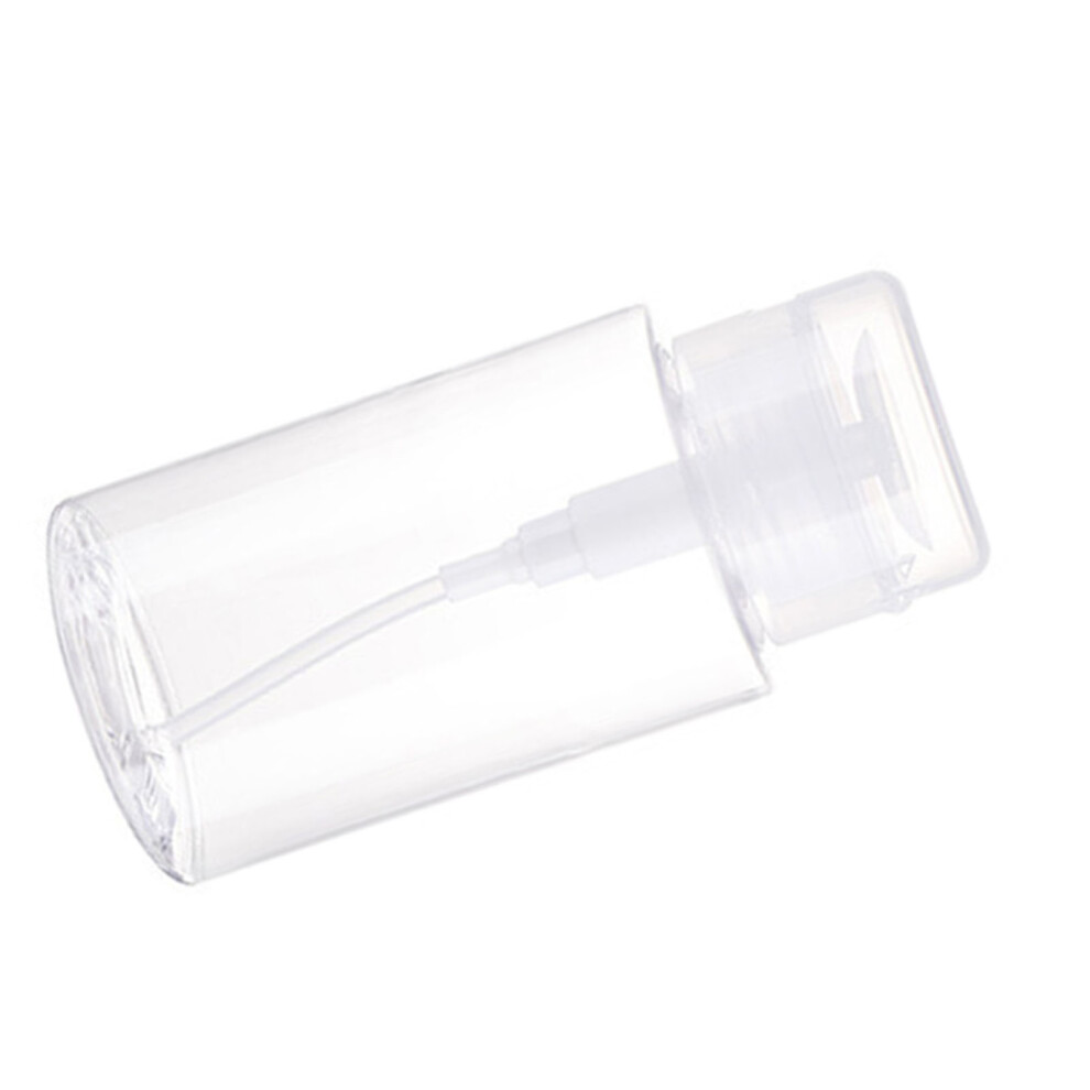 Push Down Pumping Empty Bottle with Dust Proof Lid Refillable Clear Press Pumping Dispenser Bottle for Nail Polish Makeup Remover 200ml