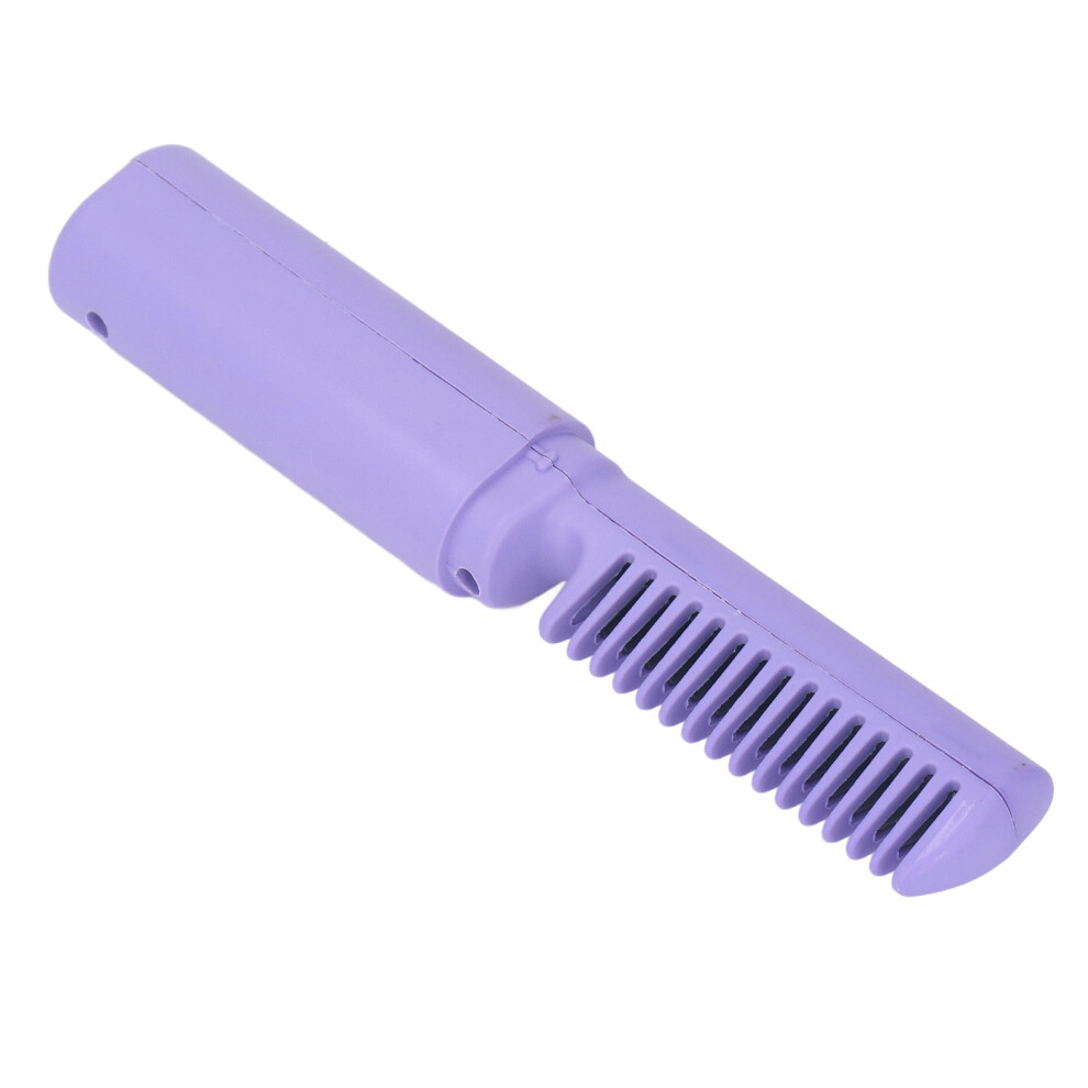 Hair Straightener Comb Brush Cordless Mini Rechargeable Electric Hair Curler for Home Travel Purple