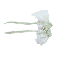 Grüner XS Katzen-Spitze-Latzschal mit Schleife und Glöckchen, 20-25cm