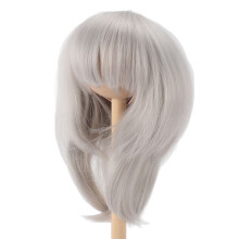 1/4 Puppenperücken Kurz Glatt 18,5–21 cm Silbergrau