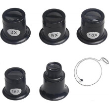 Set of 5 Watchmaker Magnifier Watchmaker Magnifier 5 Pieces 3x, 5x, 10x, 15x and 20x Jeweler Eye Loupe Eye Loupe Repair Watchmaker Loupe Tool Jeweler