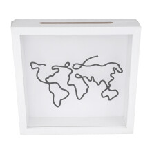 Ticket Shadow Box with Slot Photo Frame Memory Storage Box for Postcard Concert Movie Ticket White 20x20cm Map Pattern