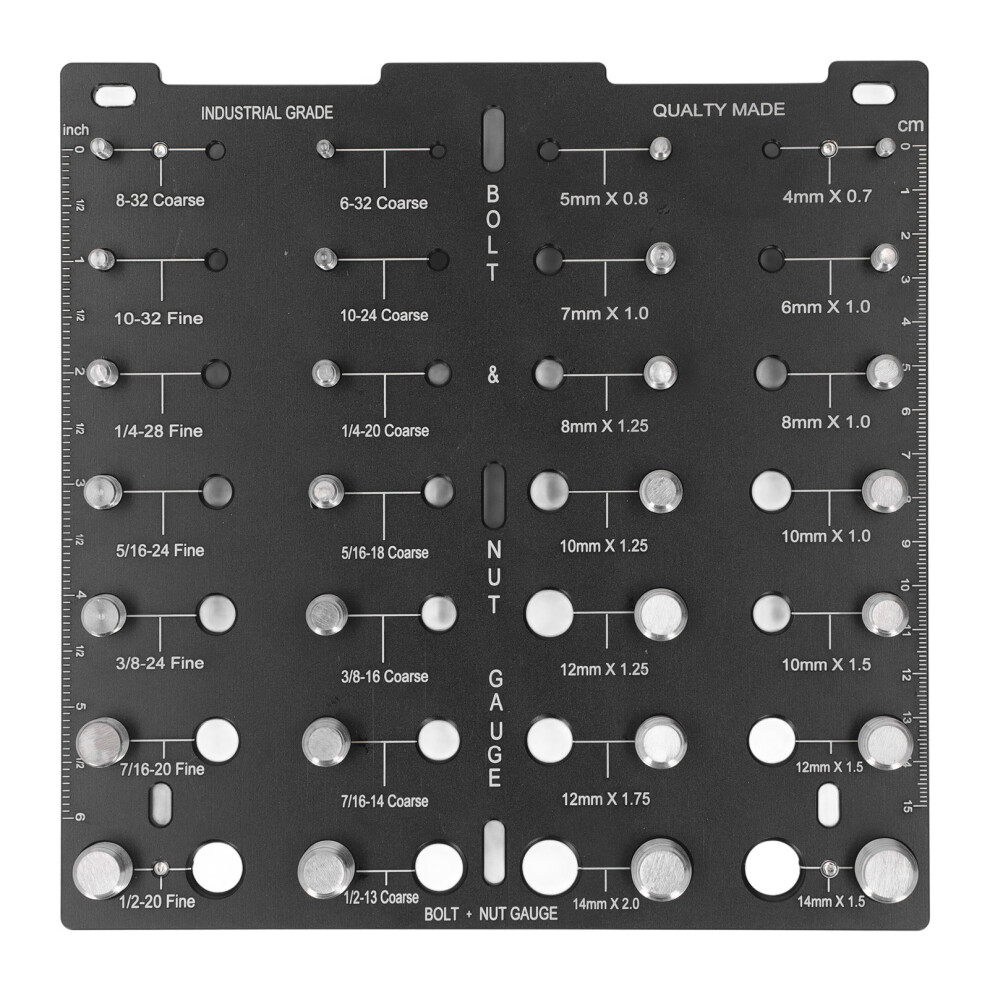 Bolt Nut Thread Checker Aluminum Alloy Screw Identifier 28 Holes Metric And American Thread Identification Board 9431314196201