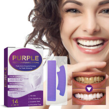 28Pcs Purple Teeth Whitener Strip Stain Removal Mild Teeth Brightness Strip for Tea Smoking Stains