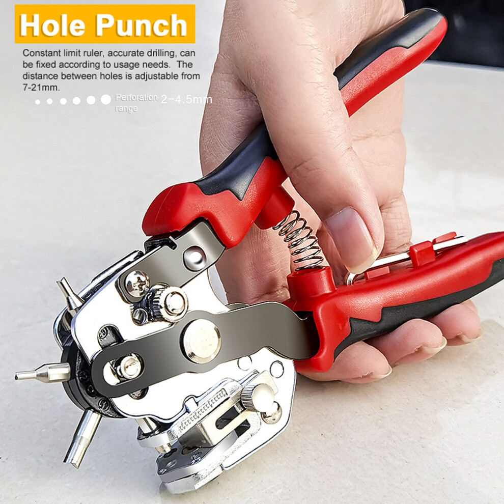 Multifunctional Hole Punch Eyelet Puncher Leathercraft Leather Belt Watchband Belt Round Hole Punch Plier Plastics Iron Sheet Paper Sheet H 6941314203388