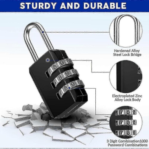 50 Pieces Small Combination Lock 3 Digit Combination Lock Small Padlock 2