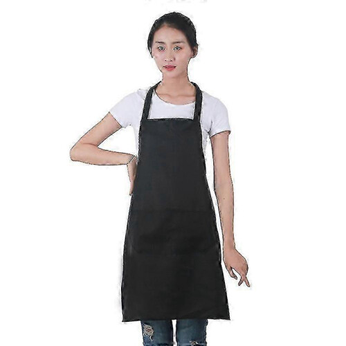 12 Pack Plain Bib Aprons with 2 Pockets - Black Unisex Commercial Apron Bulk 2