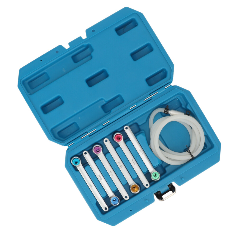 Brake Bleeding Spanner Tool Kit 7 to 12mm 12 Point Wrench Oil Drain Hose with Check Valve for Car Light Truck SUV
