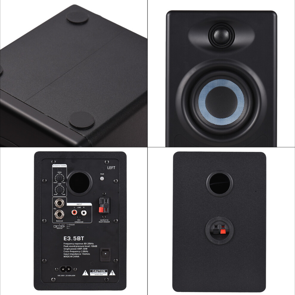 50W Studio Monitor Speakers Desktop Wireless BT Monitoring Speaker Active Near-field Monitor Speaker Stereo Balanced Input for Multimedia G