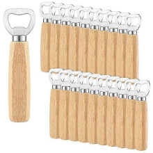 20 Pcs Stainless Steel Bottle Opener Bartender Wood Beer Opener