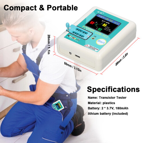TC3 Transistortester 180mAh, 80x89x28mm, TFT 1