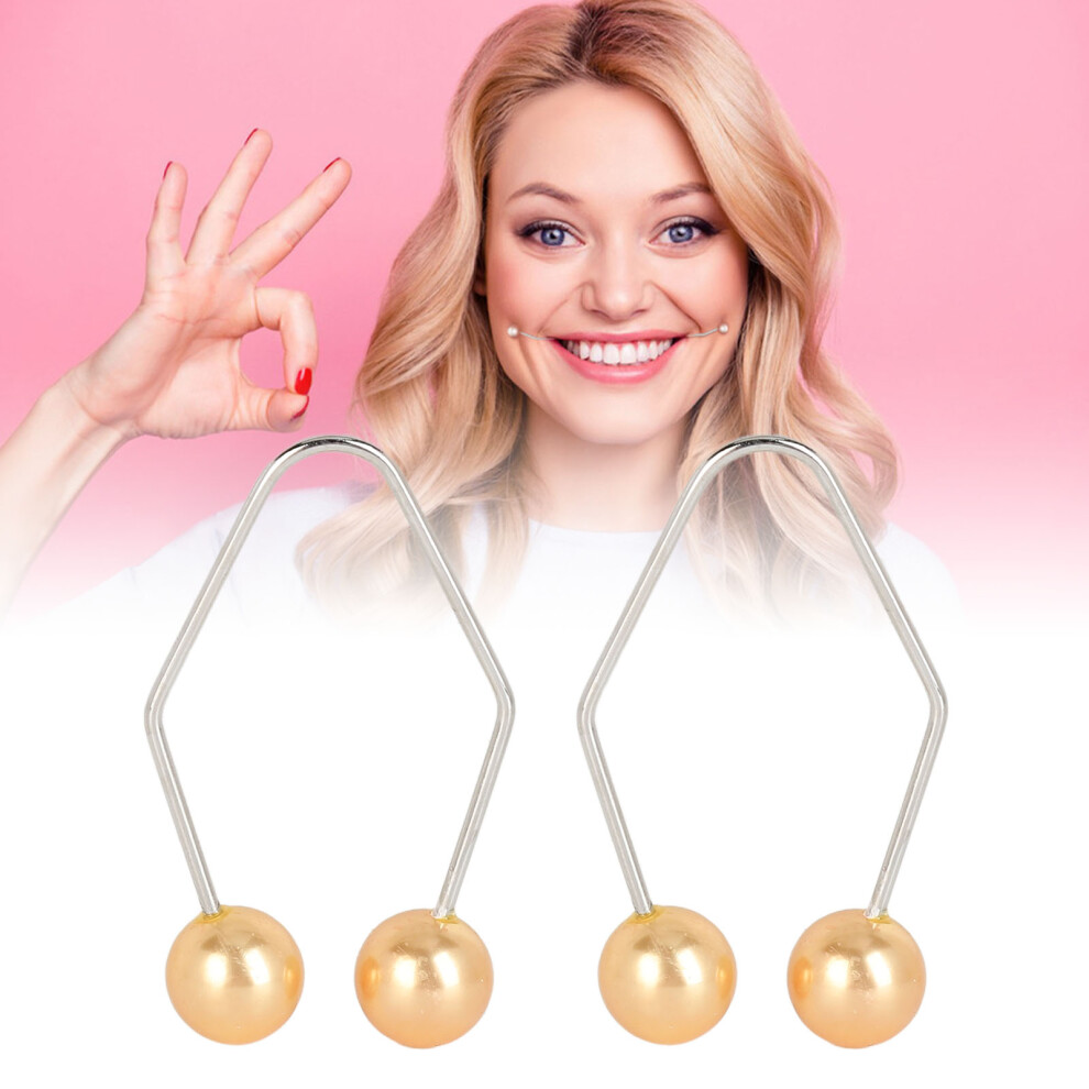 Yellow 2 Pairs Dimple Makers For Face Cheeks Muscle Exercise Piercing Free Stainless Steel Easy To Wear Dimple Trainer