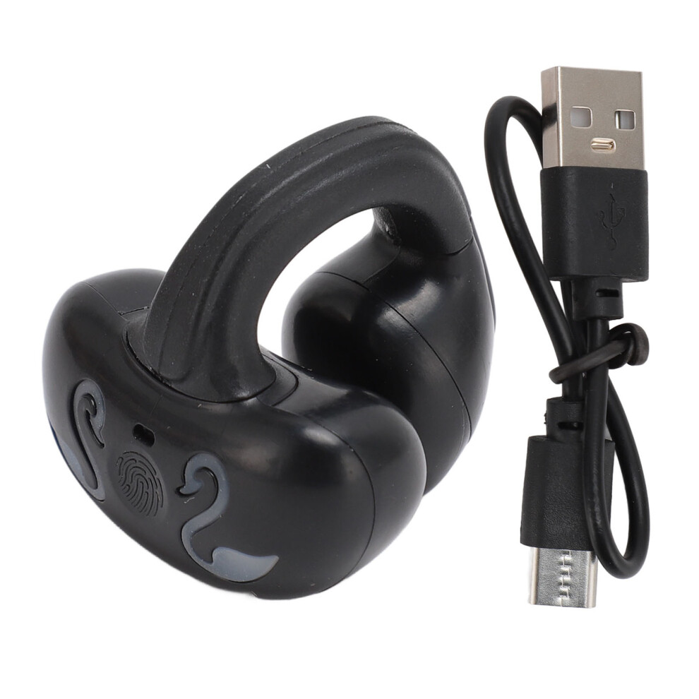 Clip On Bluetooth Headphone Hifi Bone Conduction Rechargeable Ear Clip Wireless Earphone For Sports Workout Pure Black 8431314226121