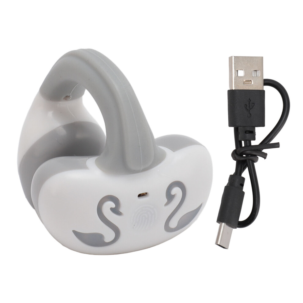 Clip On Bluetooth Headphone Hifi Bone Conduction Rechargeable Ear Clip Wireless Earphone For Sports Workout White/Grey 9371314226112