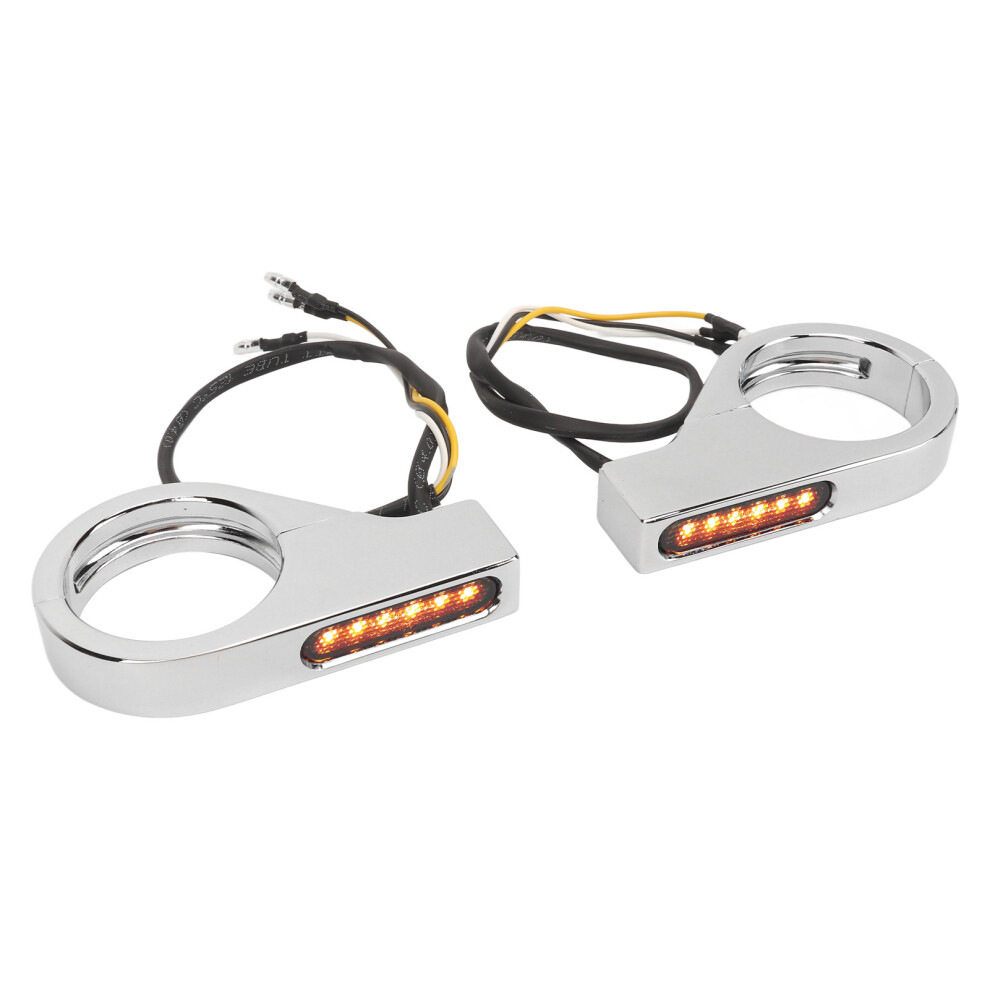 Front Fork Led Turn Signal High Brightness Stability Fork Clamp Indicators S For 41Mm Fork Plated Shell Light/Silver 4681314227350