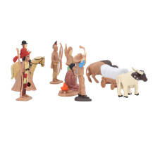 10Pcs Cowboy and Indian Action Figures Strong Durable PVC Rich Details Cowboy Figurines for Kids Game Decoration