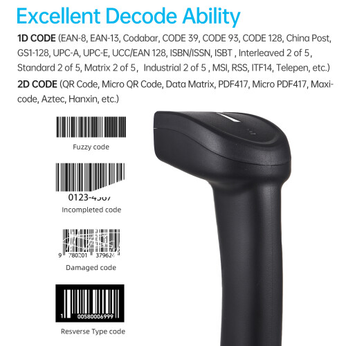1D kabelloser Bluetooth-Barcode-Scanner - Handheld CCD USB 2
