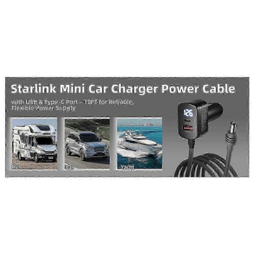 Starlink Mini 100W 12V-24V Cigarette Lighter to DC Power Cable with USB Type C Adapter 2