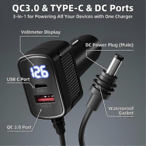 Starlink Mini 100W 12V-24V Cigarette Lighter to DC Power Cable with USB Type C Adapter 1