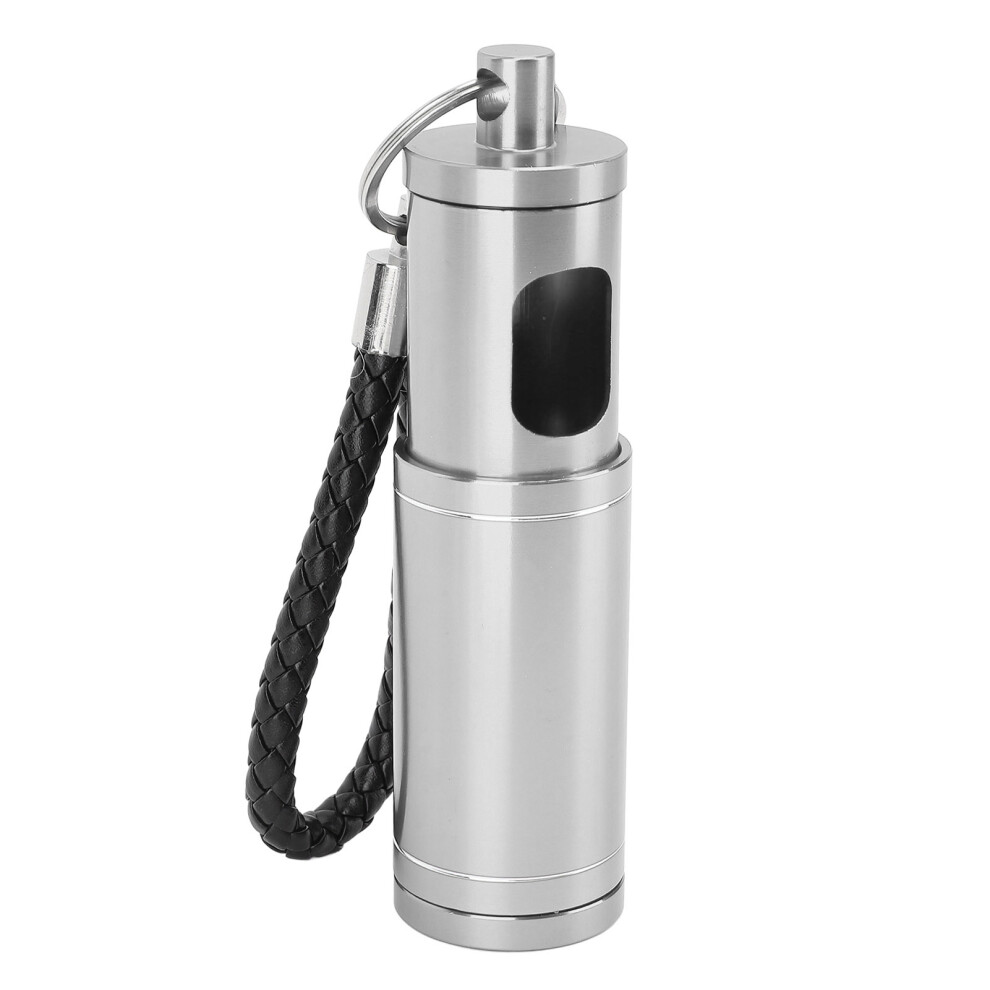 Silver Portable Pocket Ashtray With Keychain Lanyard Retractable Circular Aluminium Alloy Mini Ashtray For Travel Camping Hiking