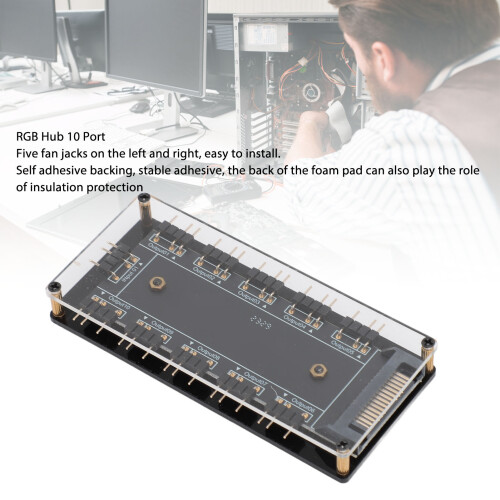 5V 3PIN ARGB Hub 10-Wege - transparentes Acryl-Mainboard 2