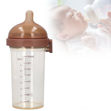 Infant Feeding Breastmilk Bottle Anti Colic Anti Choking 240ml Wide Mouth Flip Top Feeding Breastmilk Bottle for Baby Newborn Brown 2 Round