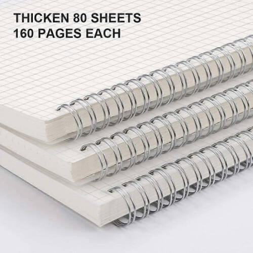 3 Pack Healwe Squared Spiral Notebook- A5 Graph Grid Wirebound Journal 1
