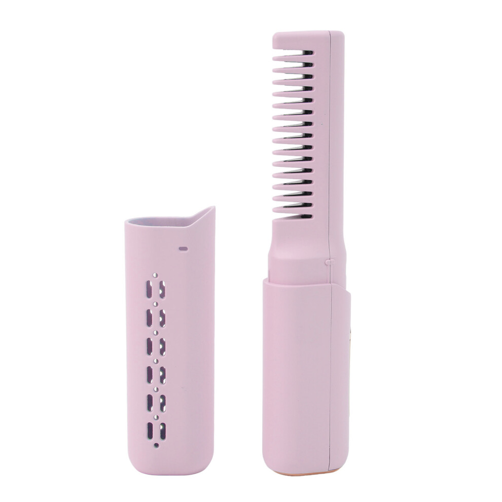 Rechargeable Mini Hair Straightener 3 Adjustable Temperature 2000mAh Anti Scald Type C Cordless Hair Straightener for All Hair Types Purple