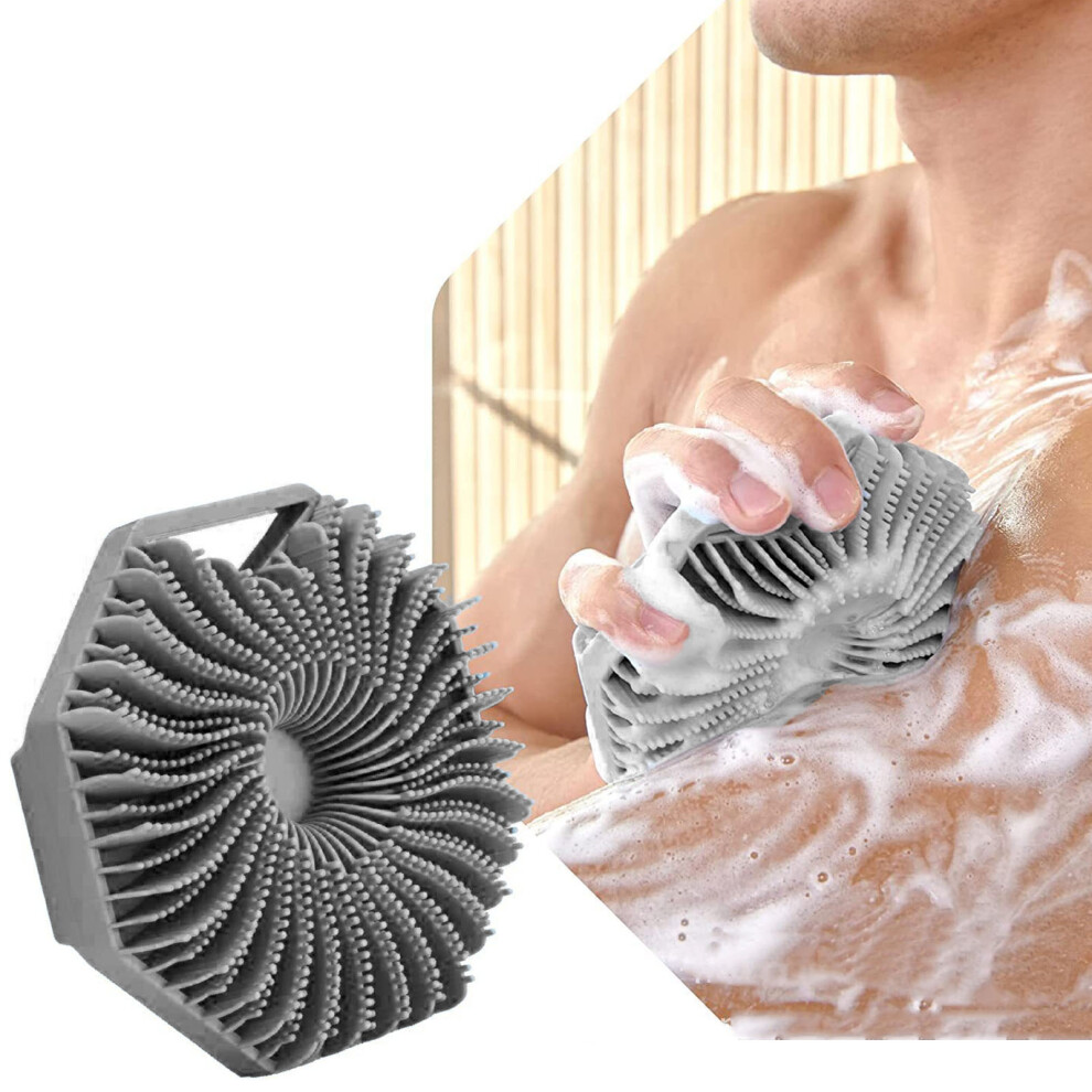 Silicone Shower Scrubber Multifunctional Polygonal Handheld Body Brush for Skin Cleansing Exfoliating Massage