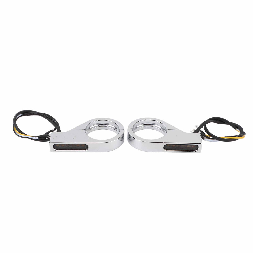 Front Fork Led Turn Signals Indicators Daytime Running Lights 39 To 41Mm Fork For Atv Motorcycles Off Road Vehicles Plat Amber/White/Silver 3021314263278