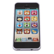 Kids Toy Smartphone With Music Player Colorful LED Lighting 8 Modes Fake Cell Phone Touchscreen Learning Play Toy with USB Cable Black