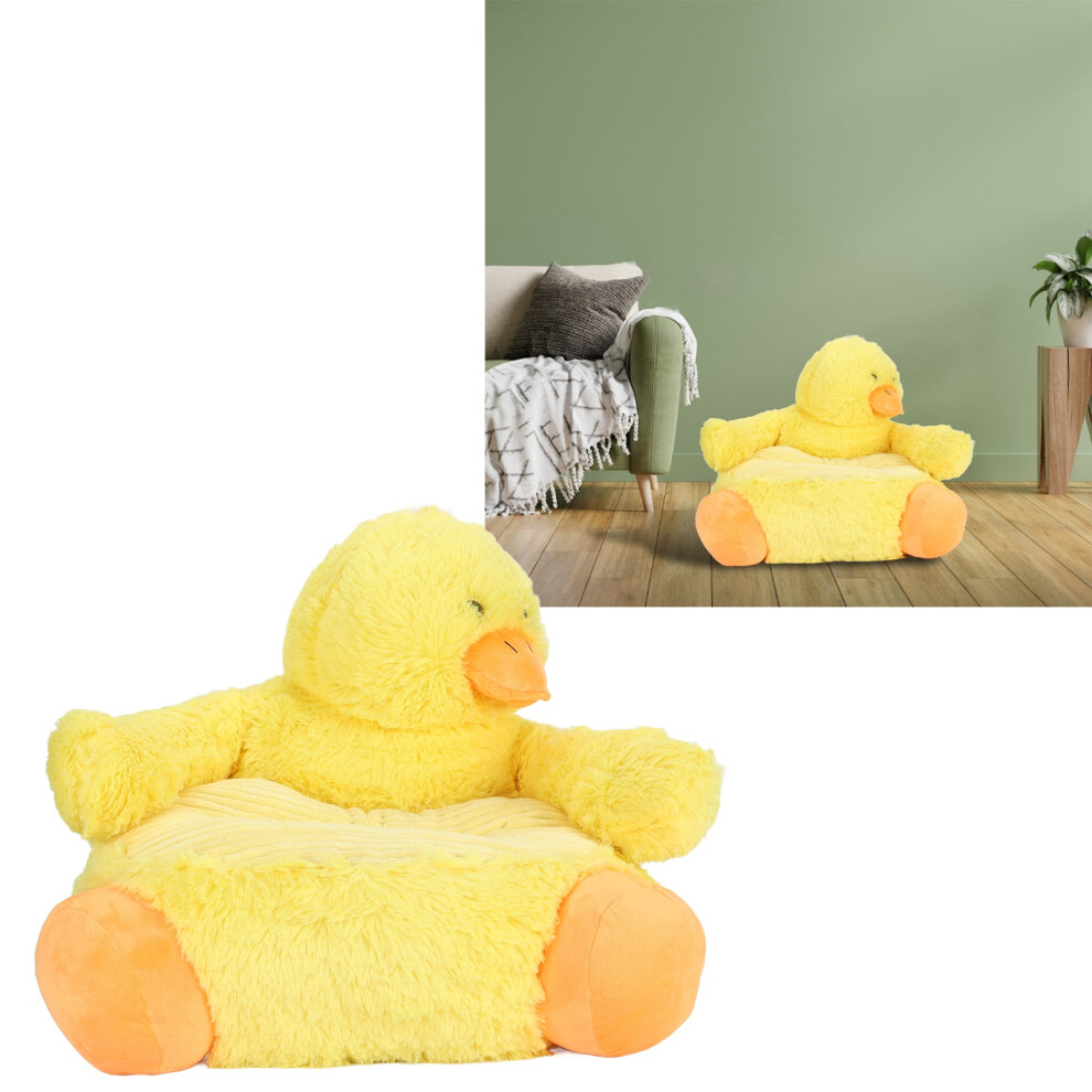 Plush Seat Cushion PP Cotton Washable Cute Cartoon Duck Floor Seating Chair with Backrest for Kids Bedroom Balcony Office Yellow-image-OPC-PHQT5JX-NEW