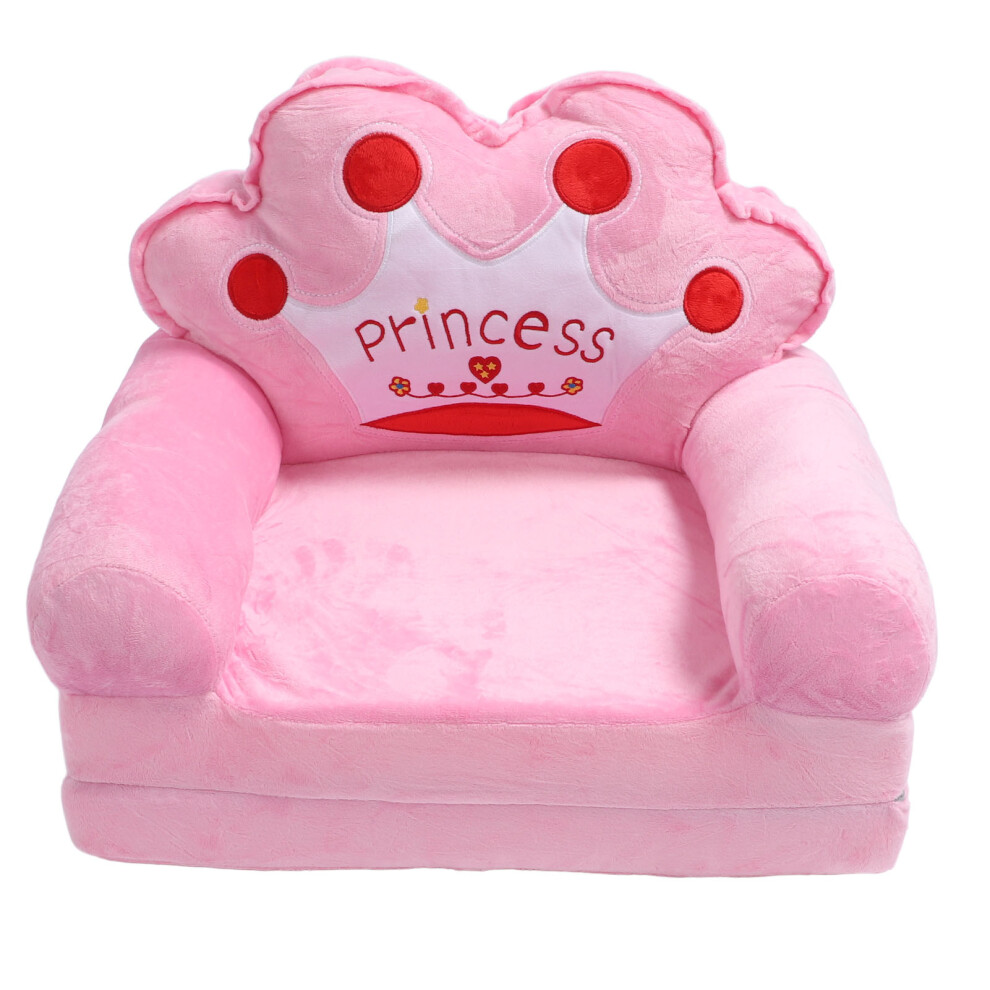 Toddler Chair for Girls Kids Cute Princess Tiara Fold Out Couch Bed Floor Cushion Armrest Sofa for Napping Playing Sleeping Reading Pink 2-image-OPC-PHQT5KK-NEW