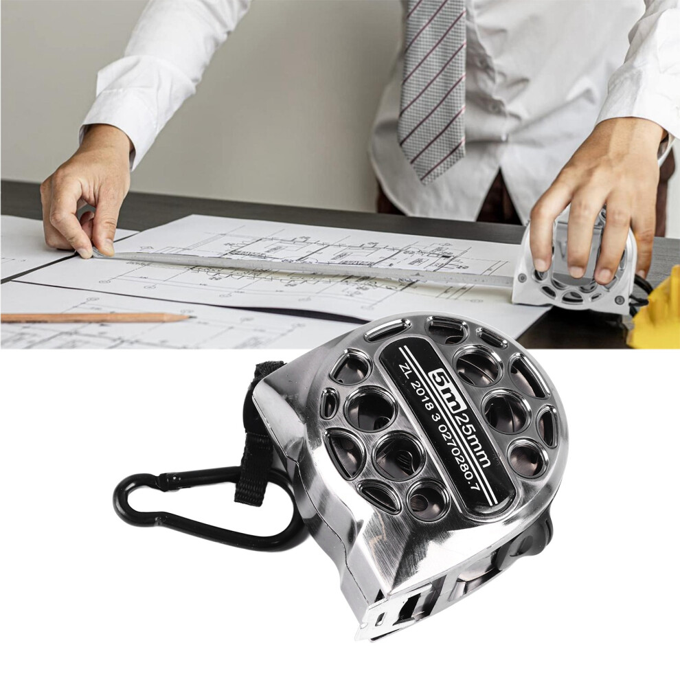 Stainless Steel Measuring Tape Double Sided Scale Hollow Design Retractable Metric Ruler For Woodworking Home Decoration 5M / 16.4Ft 7611314274785