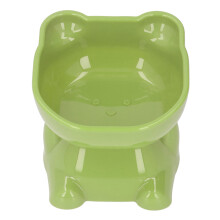 Grüner Cartoon-Napf für Haustiere, erhöhter Napf, aus Plastik, 13x13x11 cm